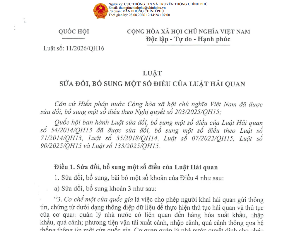 Quy định về thời gian lưu giữ hàng hóa tại kho ngoại quan, địa điểm thu gom hàng lẻ, địa điểm kinh doanh hàng miễn thuế theo Luật sửa đổi, bổ sung một số điều của Luật Hải quan năm 2026