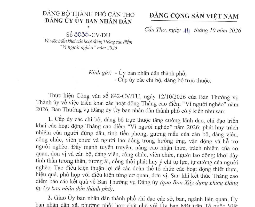 Triển khai các hoạt động Tháng cao điểm "Vì người nghèo" năm 2026