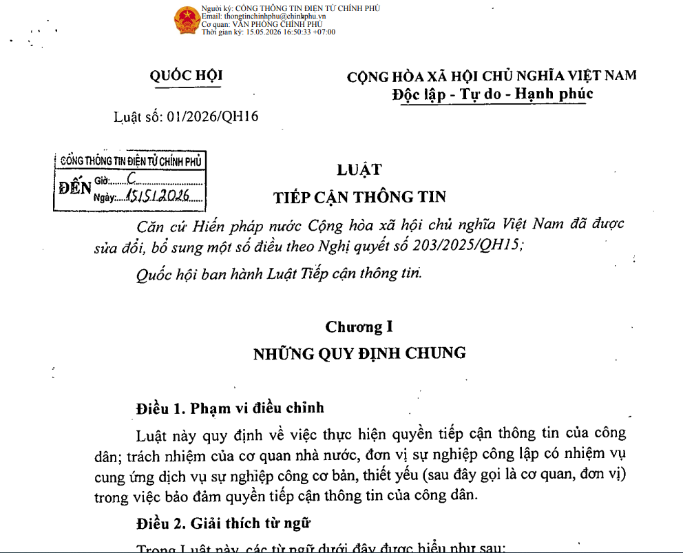 Quy định về cung cấp thông tin theo yêu cầu theo Luật Tiếp cận thông tin năm 2026