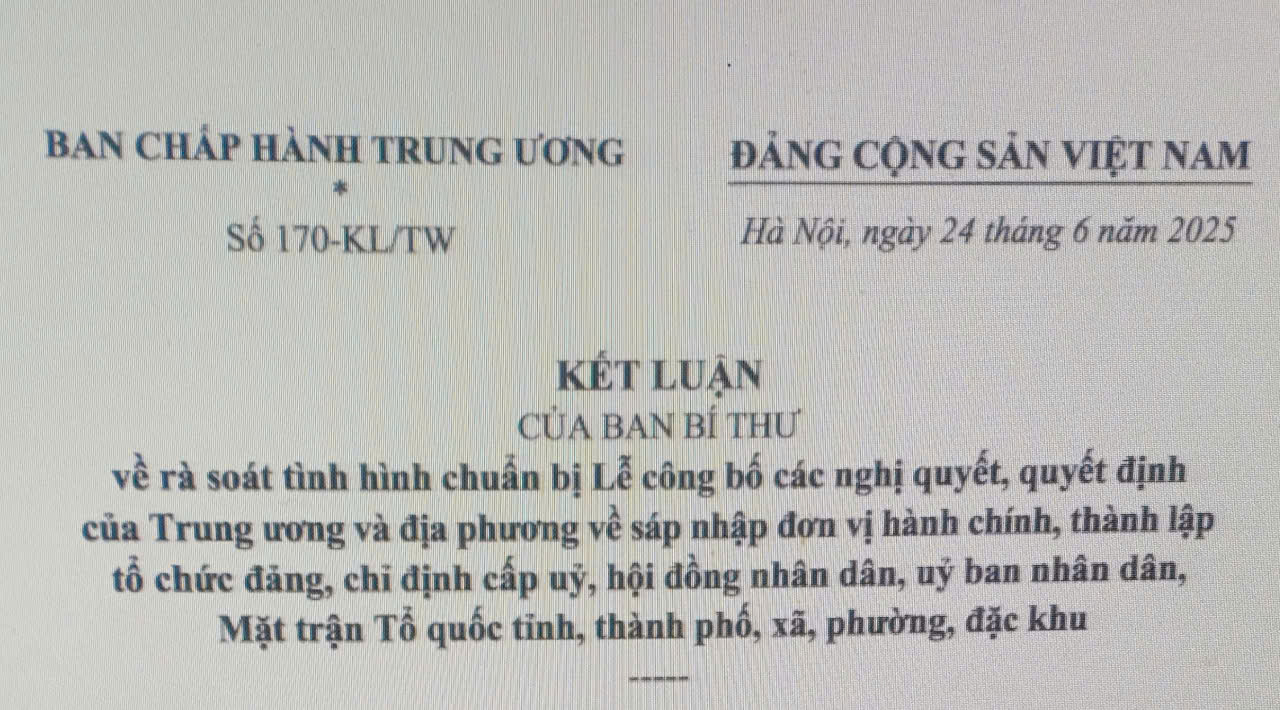 Rà soát chuẩn bị Lễ công bố các nghị quyết, quyết định của Trung ương và địa phương về sáp nhập đơn vị hành chính