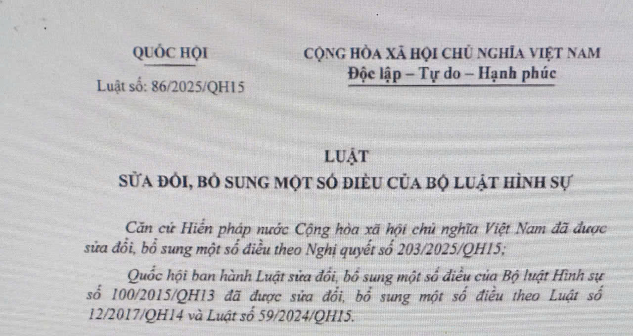 05 điểm mới của Luật sửa đổi Bộ luật Hình sự 2025 