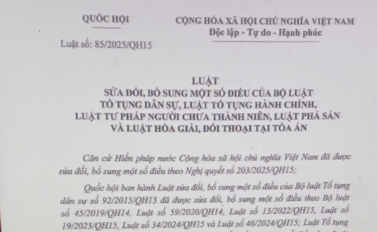 Sửa đổi Bộ luật tố tụng dân sự, Luật TTHC, Luật Tư pháp người chưa thành niên, Luật phá sản và Luật hòa giải đối thoại tại tòa án