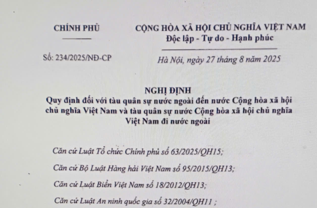 Các hoạt động tàu quân sự nước ngoài không được thực hiện khi đến Việt Nam