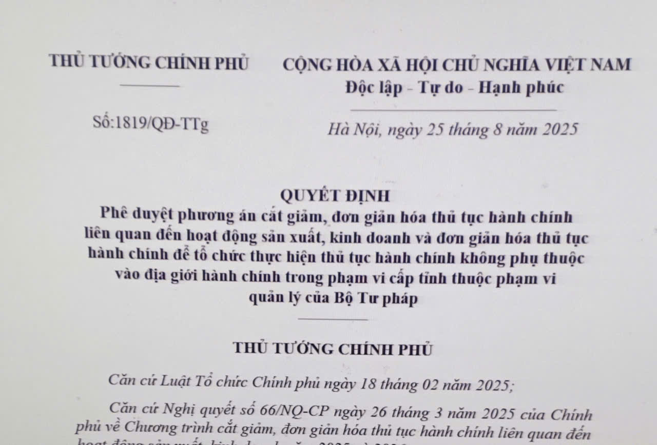 Cắt giảm thủ tục hành chính về thi hành án dân sự theo Quyết định 1819/QĐ-TTg về phê duyệt phương án 