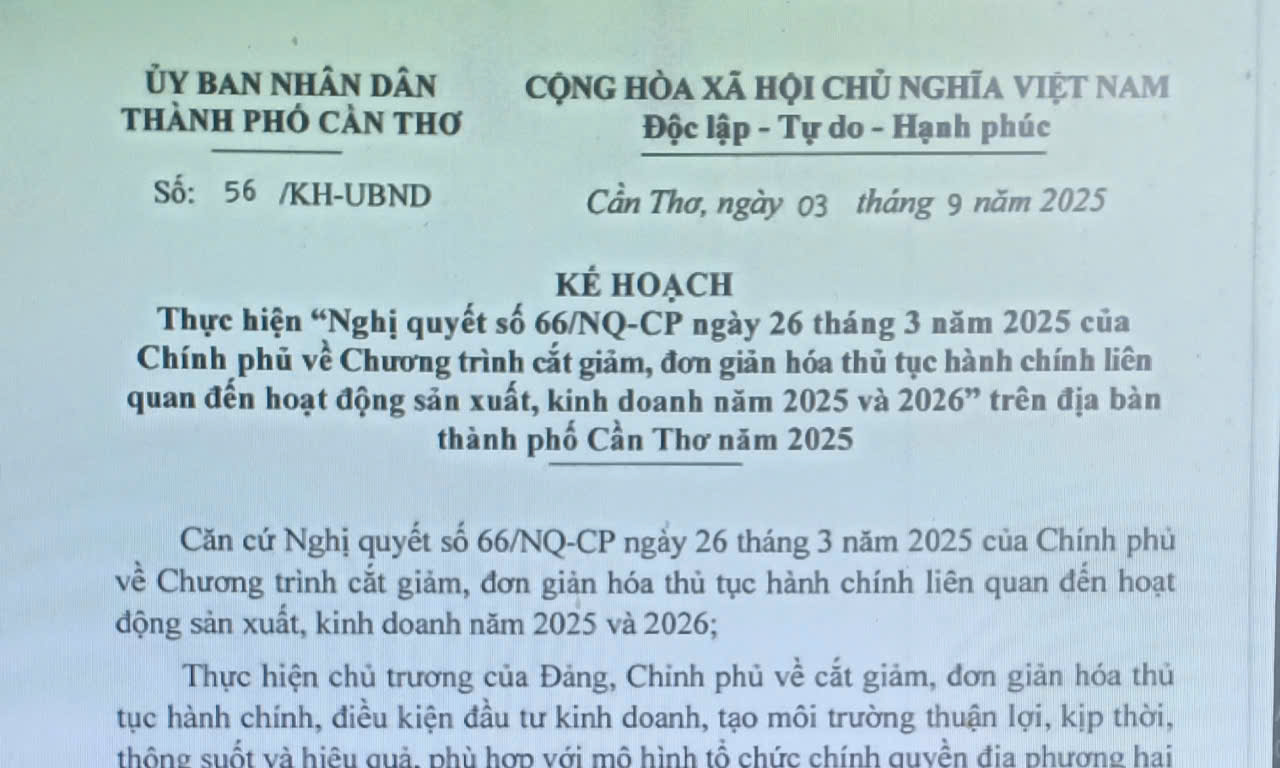 Mục tiêu thực hiện cắt giảm, đơn giản hóa thủ tục hành chính năm 2025 và 2026 trên địa bàn thành phố Cần Thơ