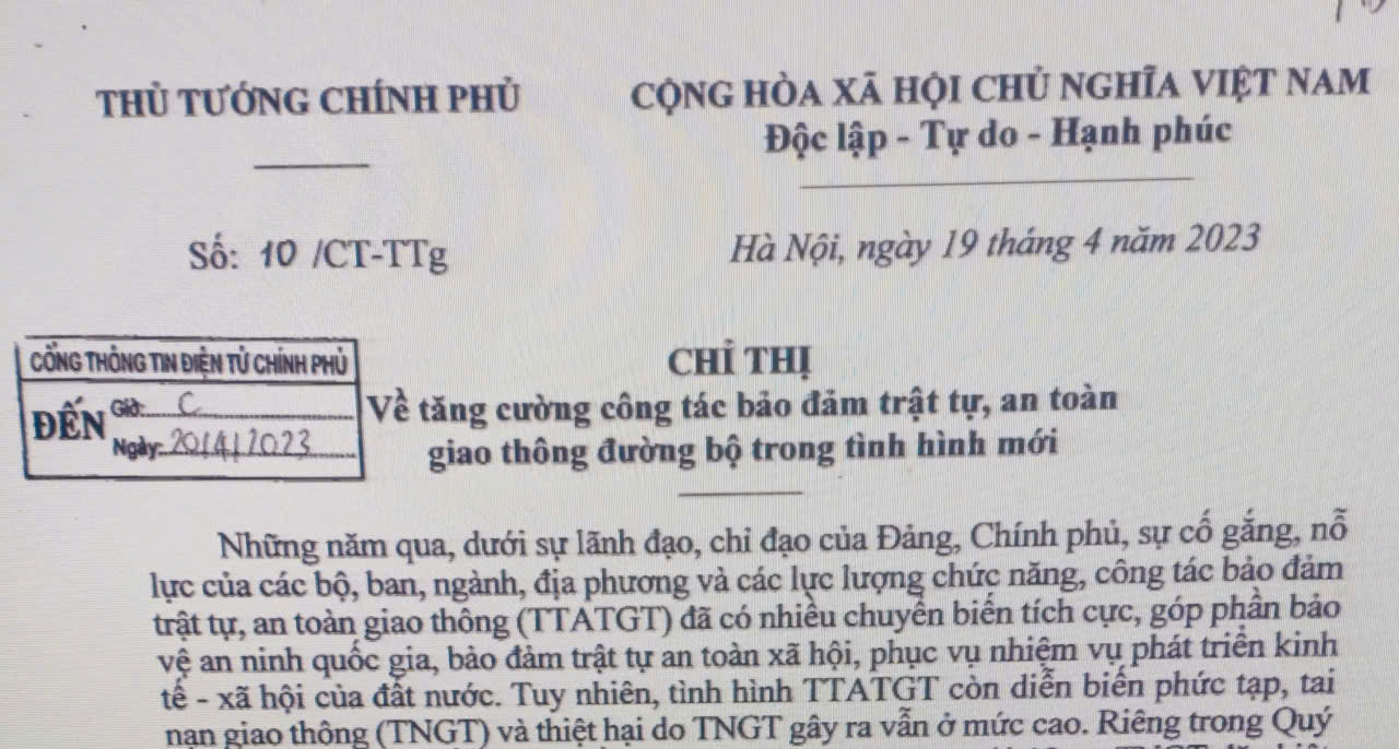 Triển khai thực hiện đồng bộ các nhiệm vụ, giải pháp theo Chỉ thị số 10/CT-TTg ngày 19 tháng 4 năm 2023 của Thủ tướng Chính phủ