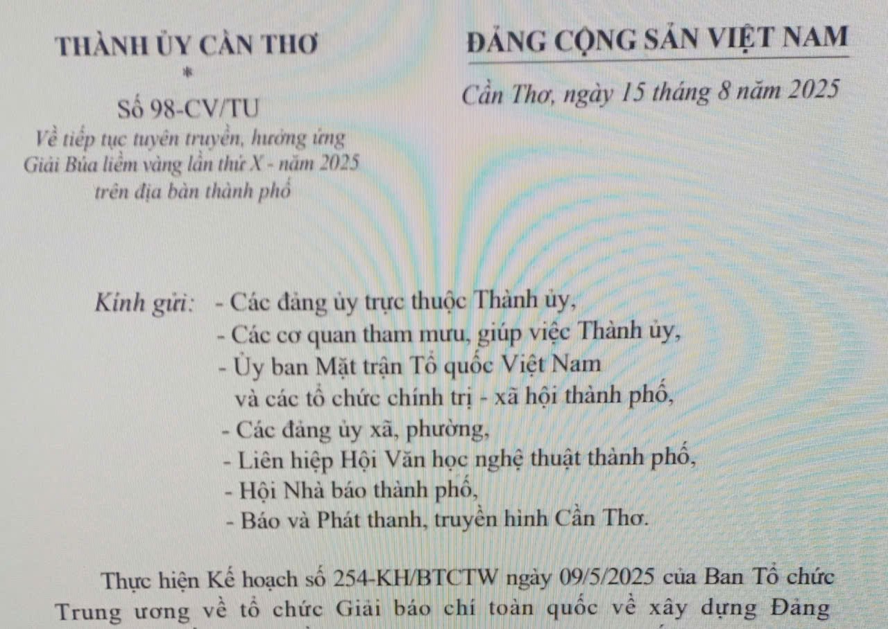 Tiếp tục tuyên truyền, hưởng ứng Giải Búa liềm vàng lần thứ X - năm 2025 trên địa bàn thành phố Cần Thơ