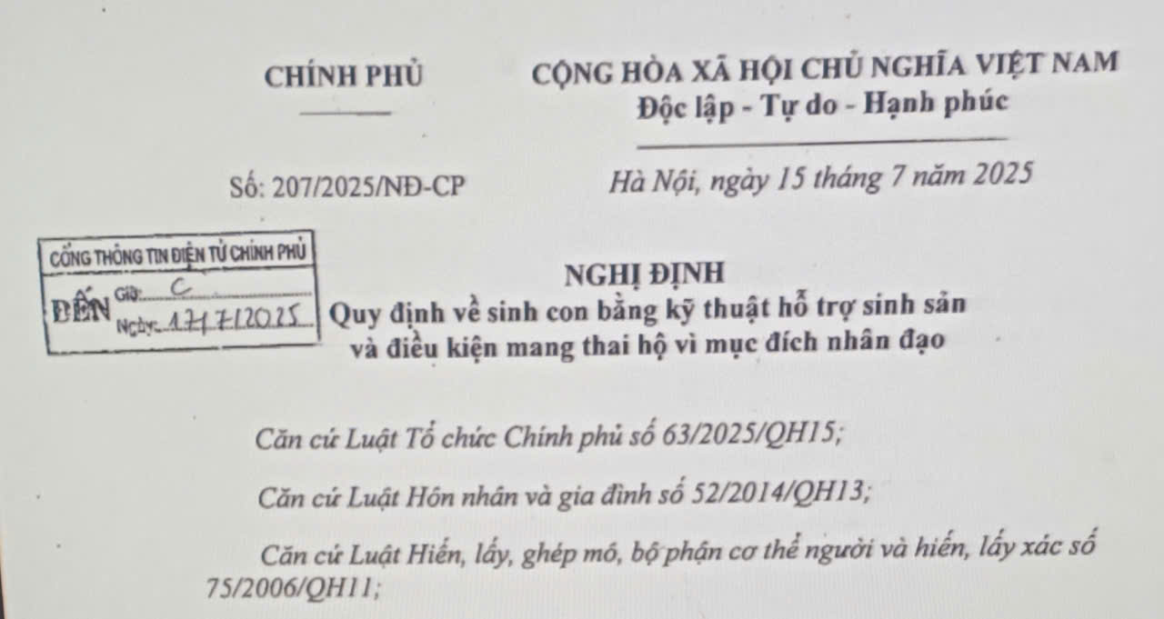 Quy định về sinh con bằng kỹ thuật hỗ trợ sinh sản