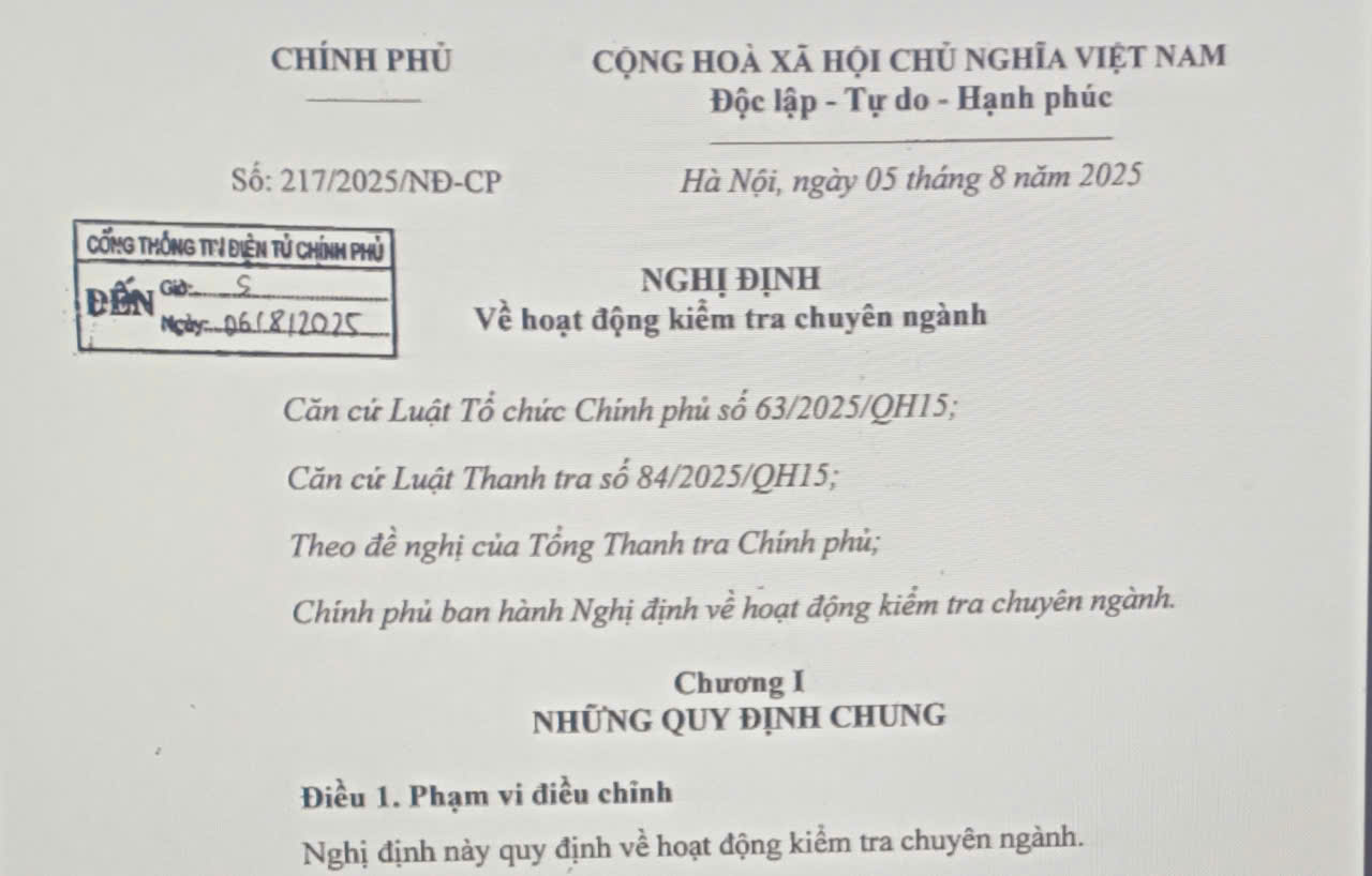 Quy định mới về hoạt động kiểm tra chuyên ngành