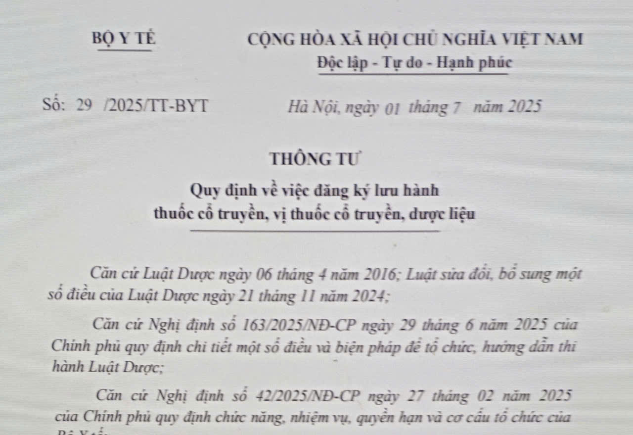 Bộ Y tế ban hành Quy định về đăng ký lưu hành thuốc cổ truyền