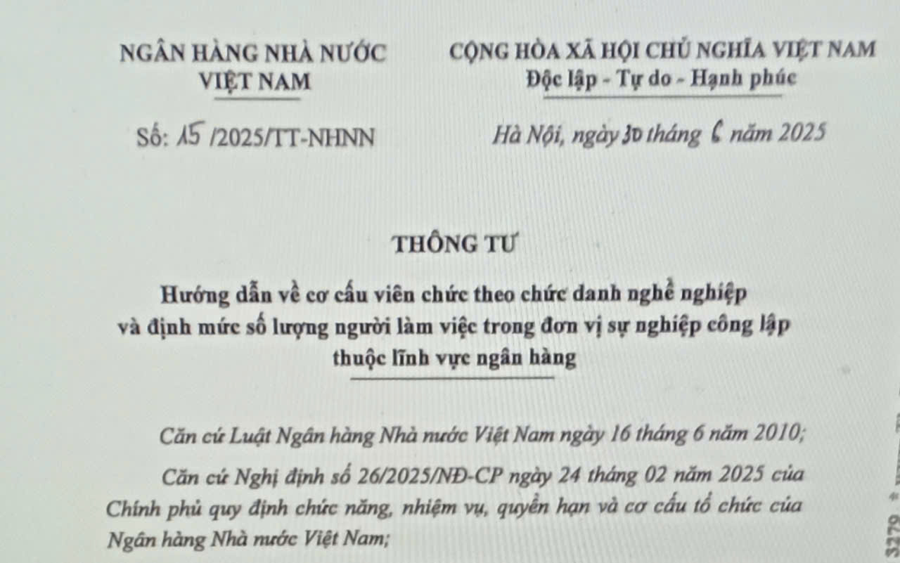 Xác định cơ cấu viên chức theo chức danh nghề nghiệp trong đơn vị sự nghiệp lĩnh vực ngân hàng
