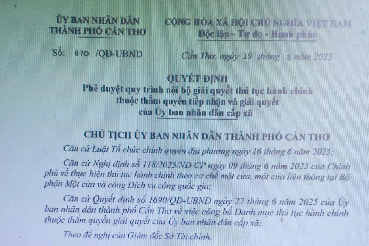 Thành phố Cần Thơ ban hành Quyết định phê duyệt quy trình nội bộ, tạo thuận lợi cho việc thành lập và hoạt động của tổ hợp tác, hợp tác xã và liên hiệp hợp tác xã