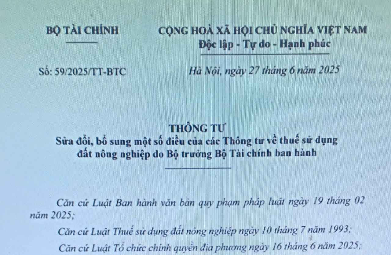 Sửa đổi bổ sung Thông tư thuế sử dụng đất nông nghiệp