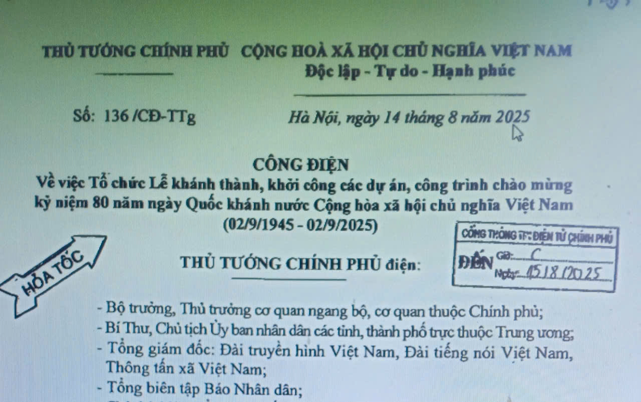 Tổ chức Lễ khánh thành, khởi công các dự án, công trình chào mừng kỷ niệm 80 năm Quốc khánh