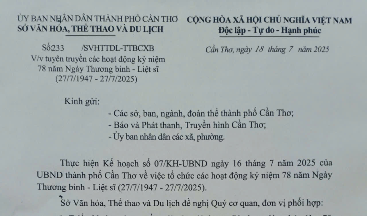 Tuyên truyền các hoạt động kỷ niệm 78 năm Ngày Thương binh - Liệt sĩ (27/7/1947 - 27/7/2025)