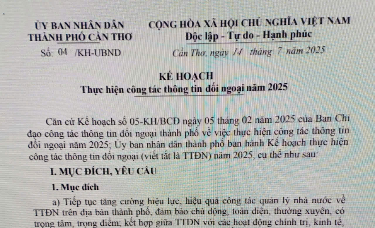 Kế hoạch thực hiện công tác thông tin đối ngoại năm 2025
