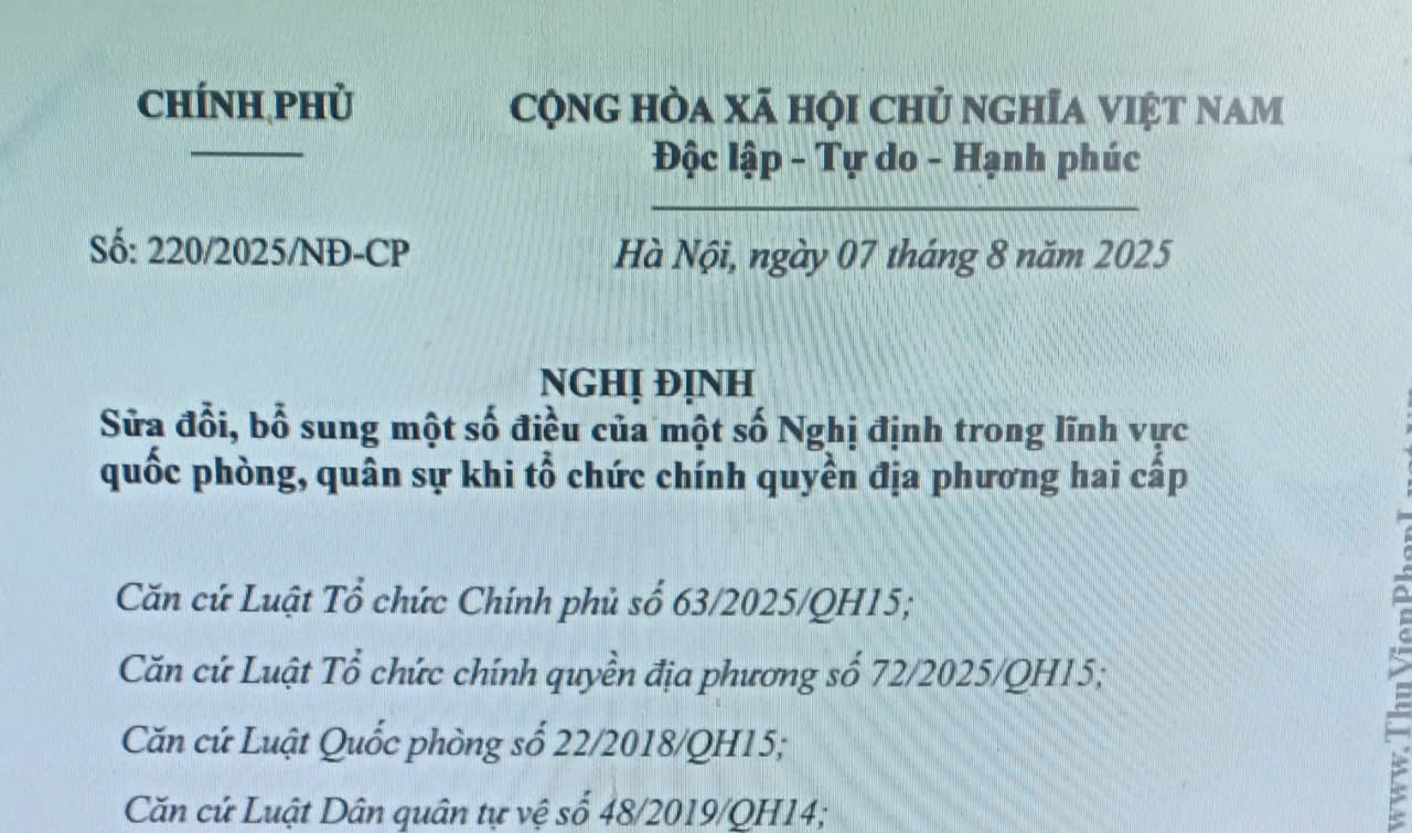 Hướng dẫn mới về đăng ký nghĩa vụ quân sự lần đầu khi tổ chức chính quyền địa phương 02 cấp
