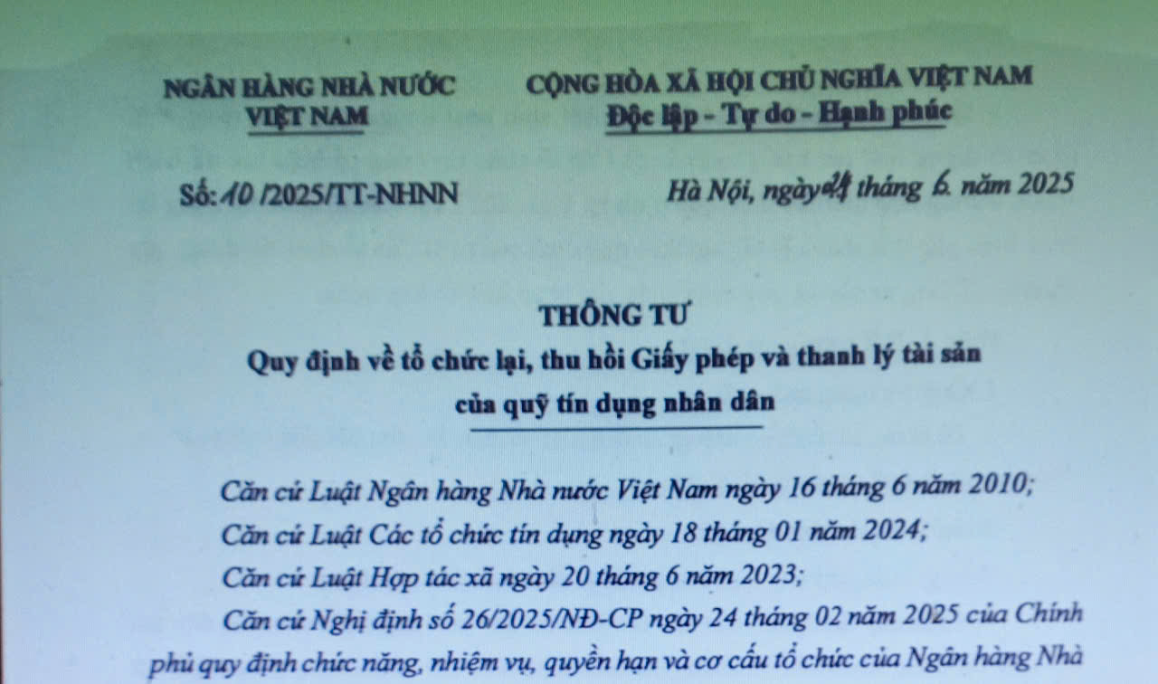 Tổ chức lại, thu hồi Giấy phép và thanh lý tài sản quỹ tín dụng. 