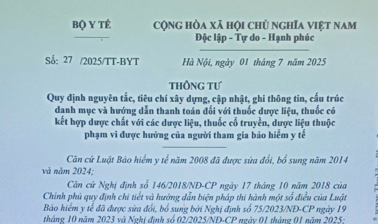 Bộ Y tế ban hành Quy định nguyên tắc, tiêu chí thanh toán thuốc,  dược liệu bảo hiểm y tế
