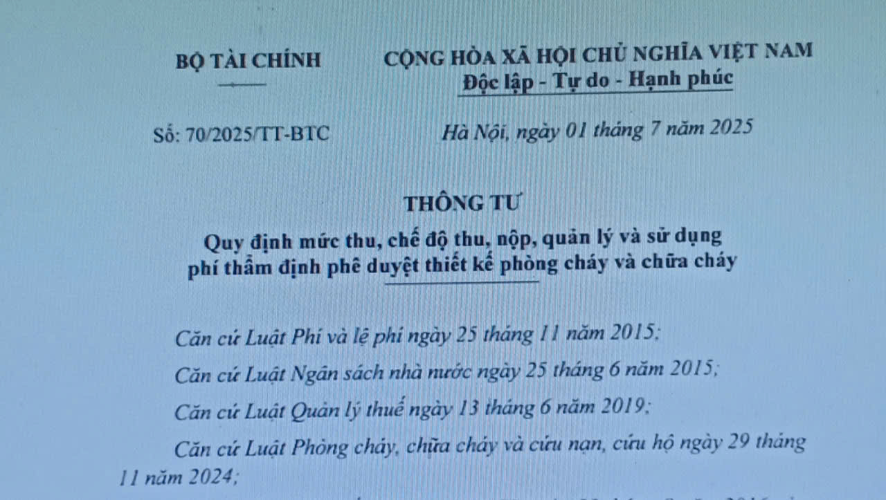 Mức thu phí thẩm định phê duyệt thiết kế phòng cháy và chữa cháy 