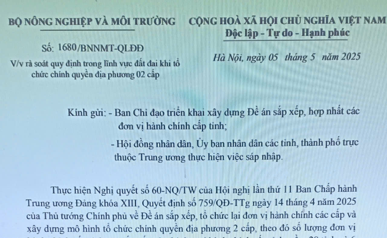 Rà soát quy định trong lĩnh vực đất đai khi bỏ cấp huyện