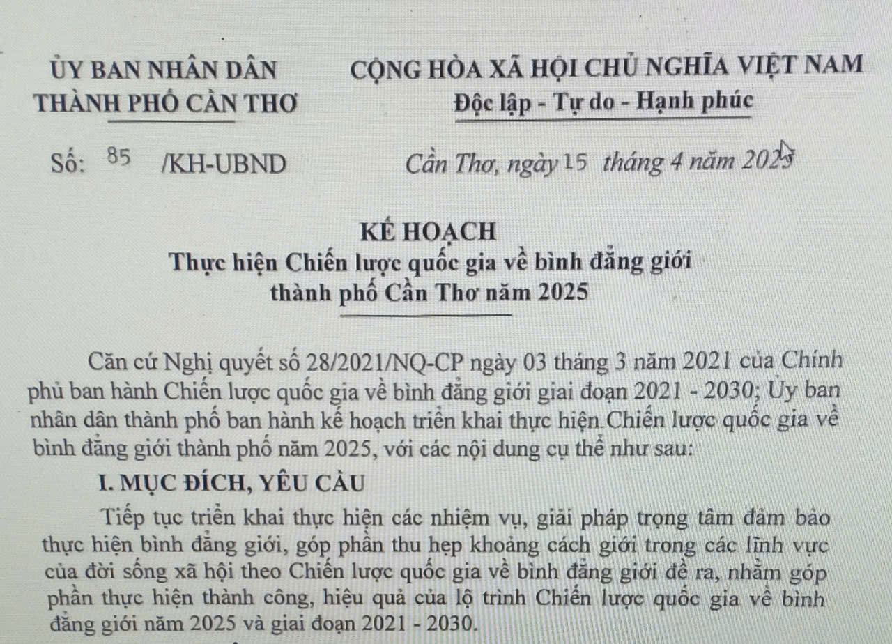 Cần Thơ thực hiện Chiến lược quốc gia về bình đẳng giới năm 2025