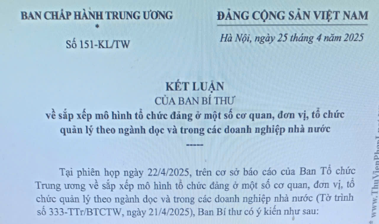 Thống nhất tổ chức đảng tại cơ quan Thuế, Hải quan sẽ trực thuộc cấp ủy địa phương nơi đặt trụ sở