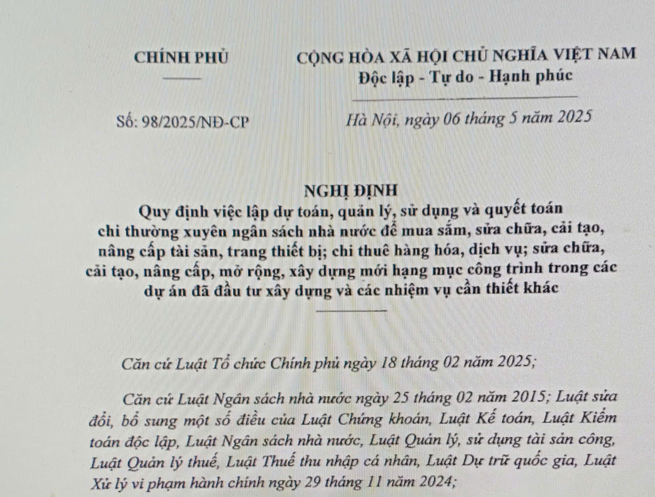 Nghị định số 98/2025/NĐ-CP của Chính phủ 