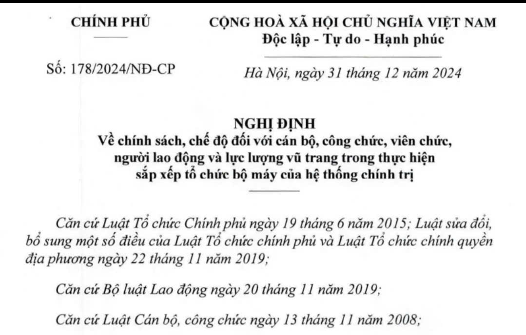 Nguồn kinh phí thực hiện chính sách với cán bộ, công chức, viên chức  khi sắp xếp bộ máy theo Nghị định 178/2024/NĐ-CP