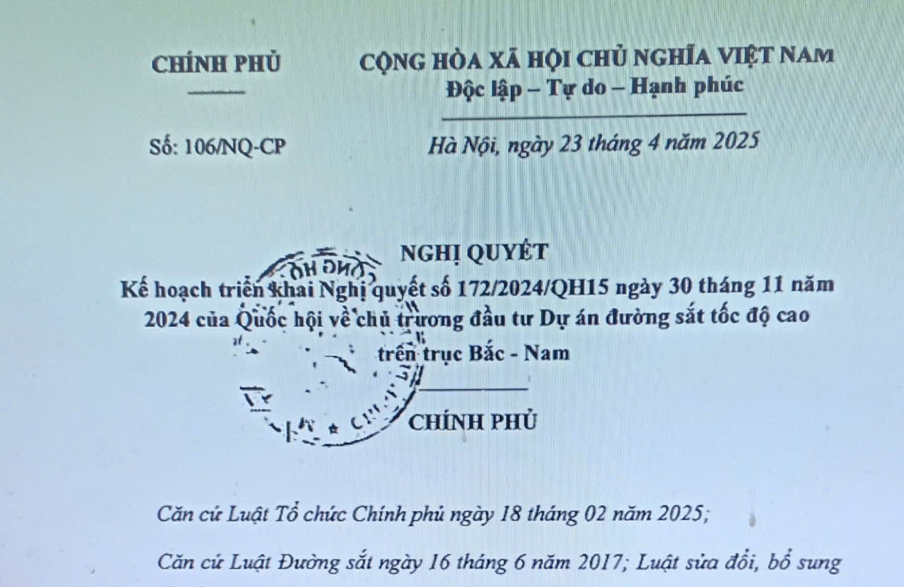 Khởi công xây dựng dự án đường sắt cao tốc Bắc Nam trước 31/12/2026