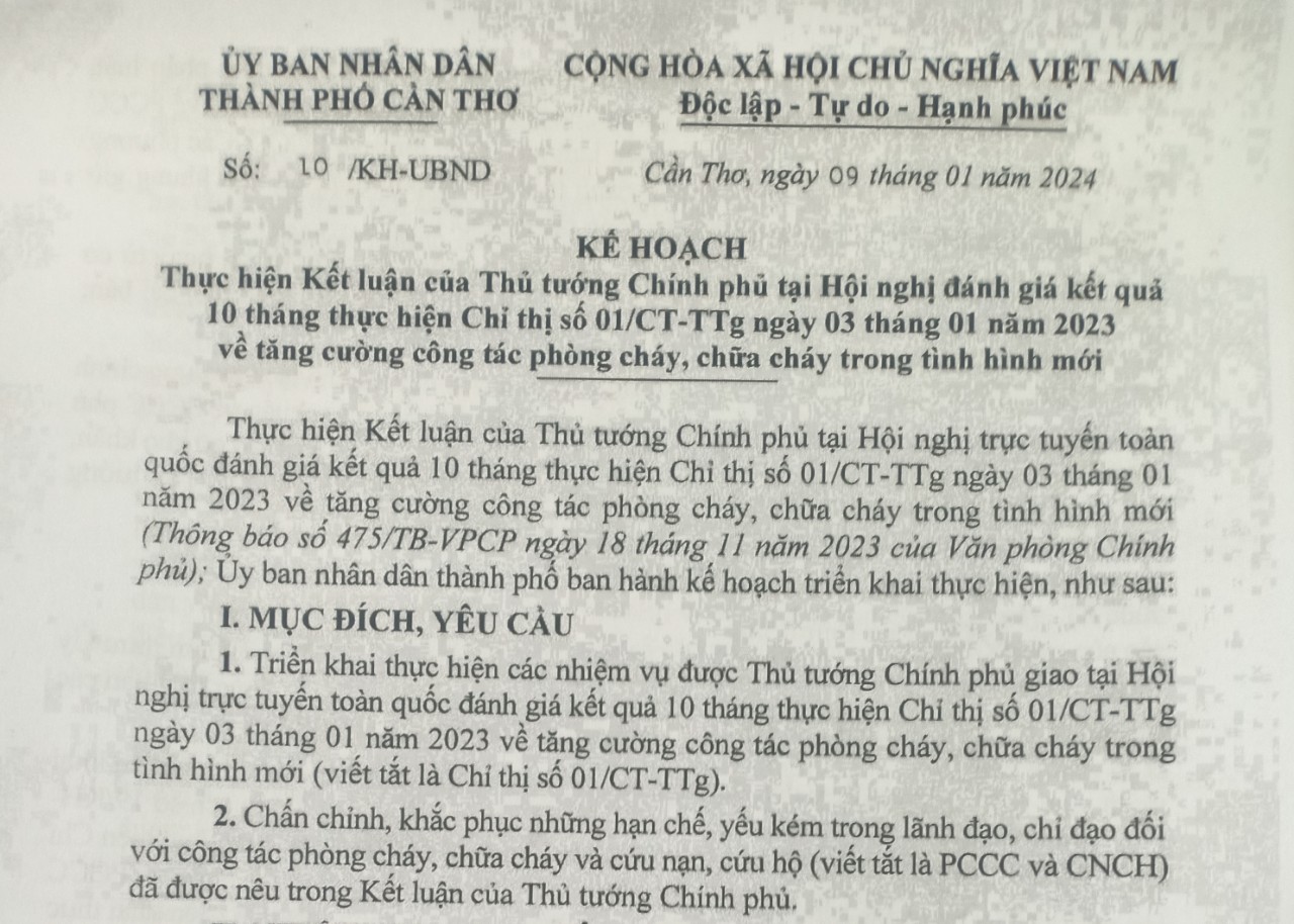 Cần Thơ tăng cường công tác phòng cháy chữa cháy trong tình hình mới