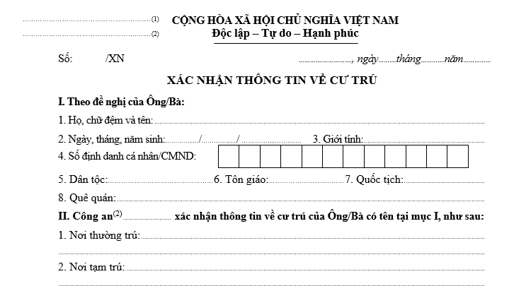 Từ ngày 01/01/2024 tăng thời hạn của Giấy xác nhận cư trú lên 01 năm 