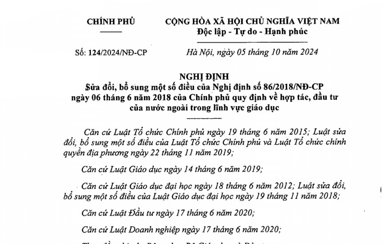 Yêu cầu chương trình giáo dục của nước ngoài được thực hiện tại Việt Nam