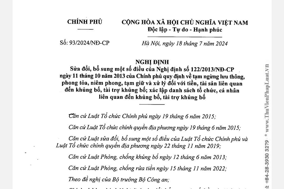 Nguyên tắc niêm phong, tạm giữ, xử lý với tiền, tài sản liên quan đến khủng bố, tài trợ khủng bố