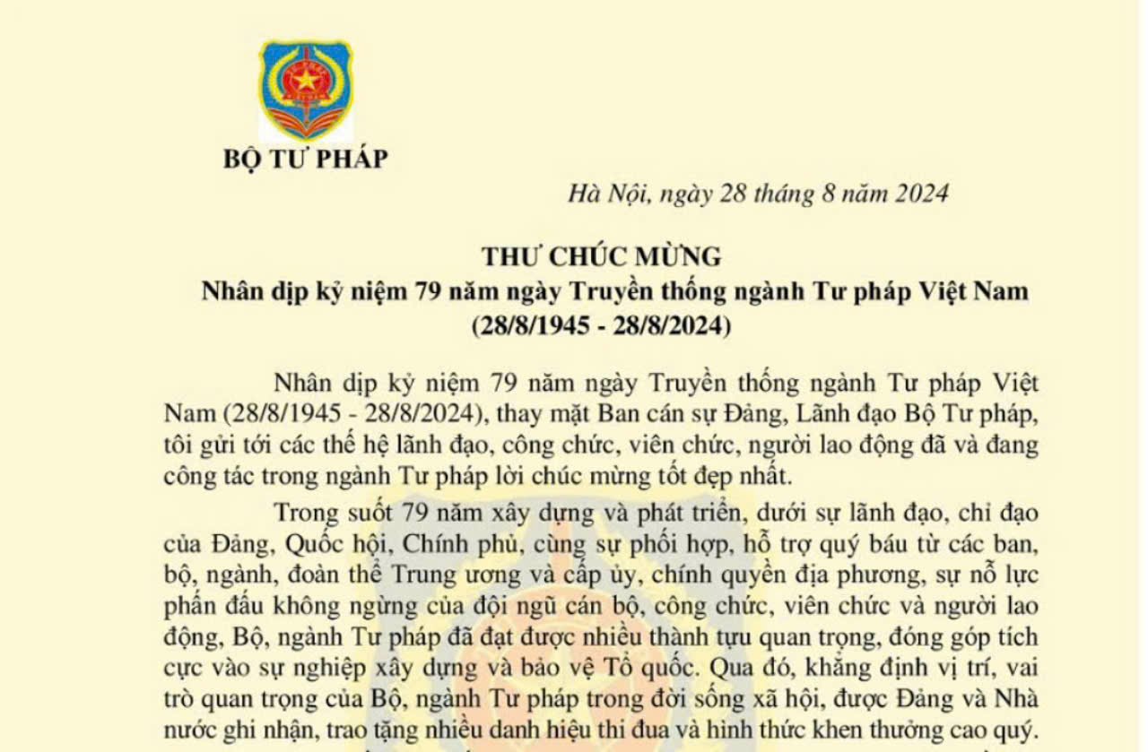 THƯ CHÚC MỪNG