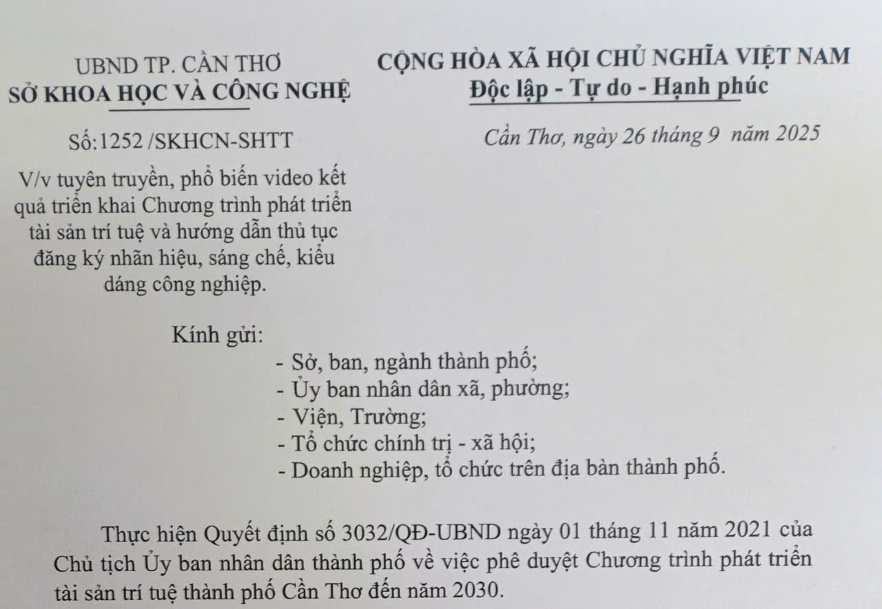 Tuyên truyền, phổ biến video kết quả triển khai Chương trình phát triển tài sản trí tuệ và hướng dẫn thủ tục đăng ký nhãn hiệu, sáng chế, kiểu dáng công nghiệp