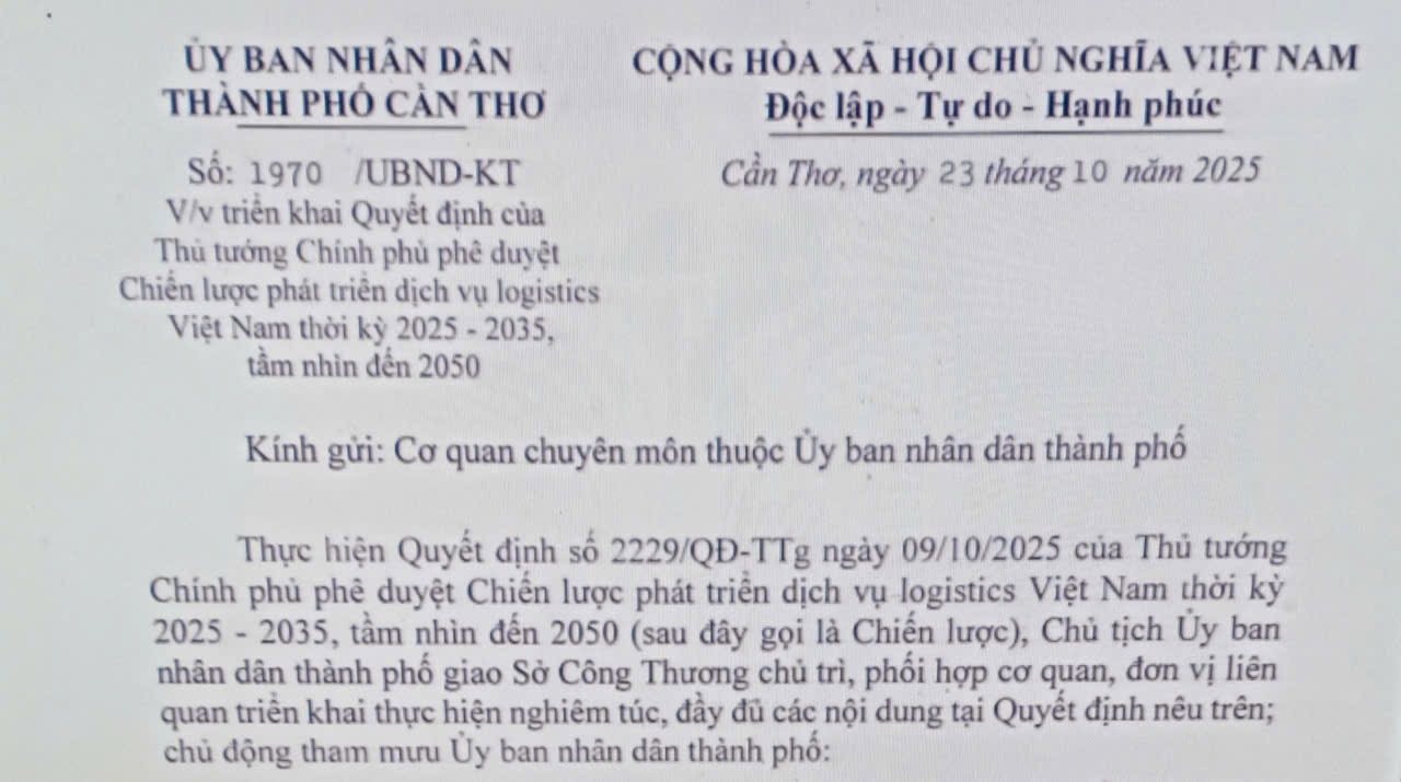 Triển khai Quyết định của Thủ tướng Chính phủ phê duyệt Chiến lược phát triển dịch vụ logistics Việt Nam thời kỳ 2025 - 2035, tầm nhìn đến 2050