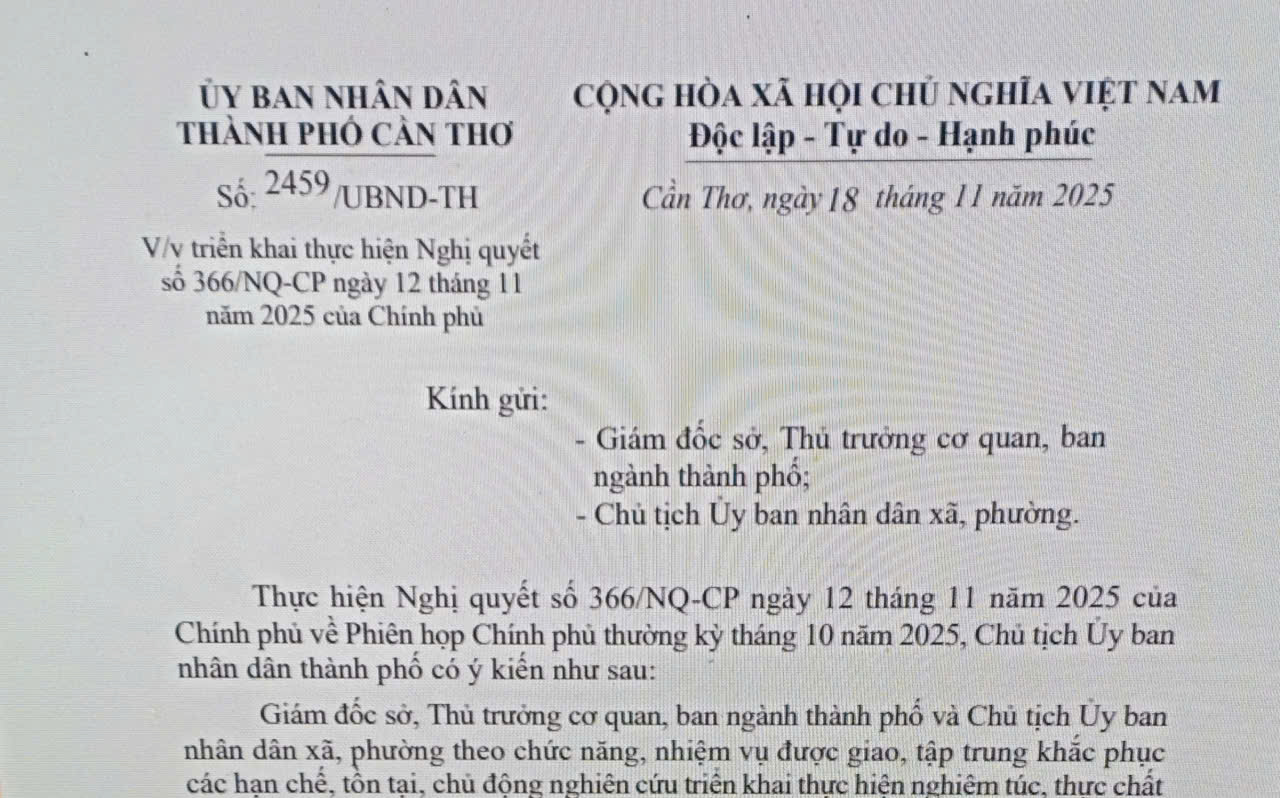 Triển khai thực hiện Nghị quyết số 366/NQ-CP ngày 12 tháng 11 năm 2025 của Chính phủ  