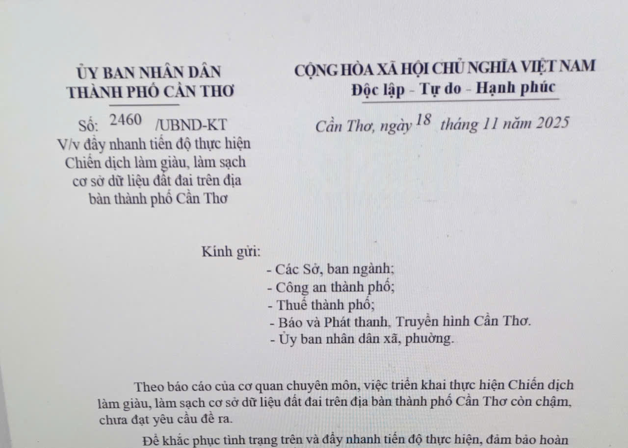 Đẩy nhanh tiến độ thực hiện Chiến dịch làm giàu, làm sạch cơ sở dữ liệu đất đai trên địa bàn thành phố Cần Thơ