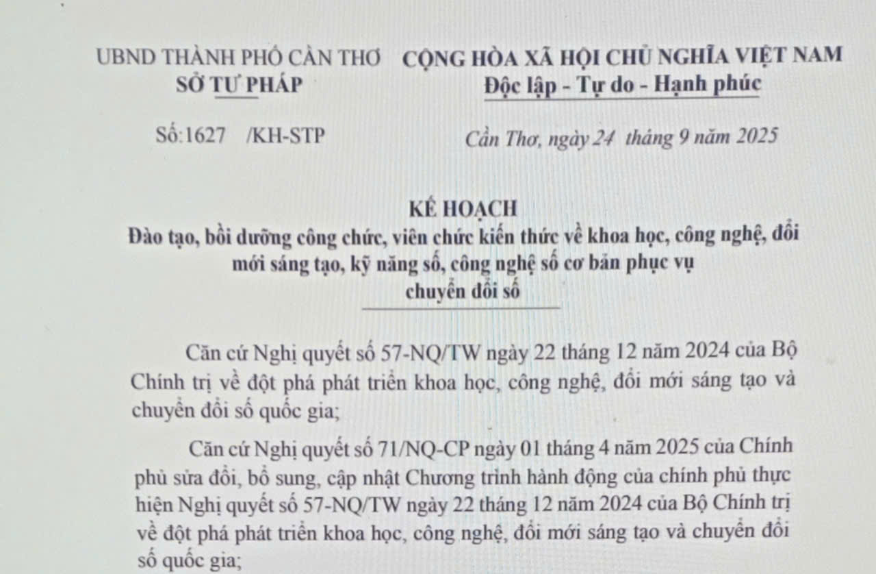 Kế hoạch đào tạo, bồi dưỡng công chức, viên chức kiến thức về khoa học, công nghệ, đổi mới sáng tạo, kỹ năng số, công nghệ số cơ bản phục vụ chuyển đổi số