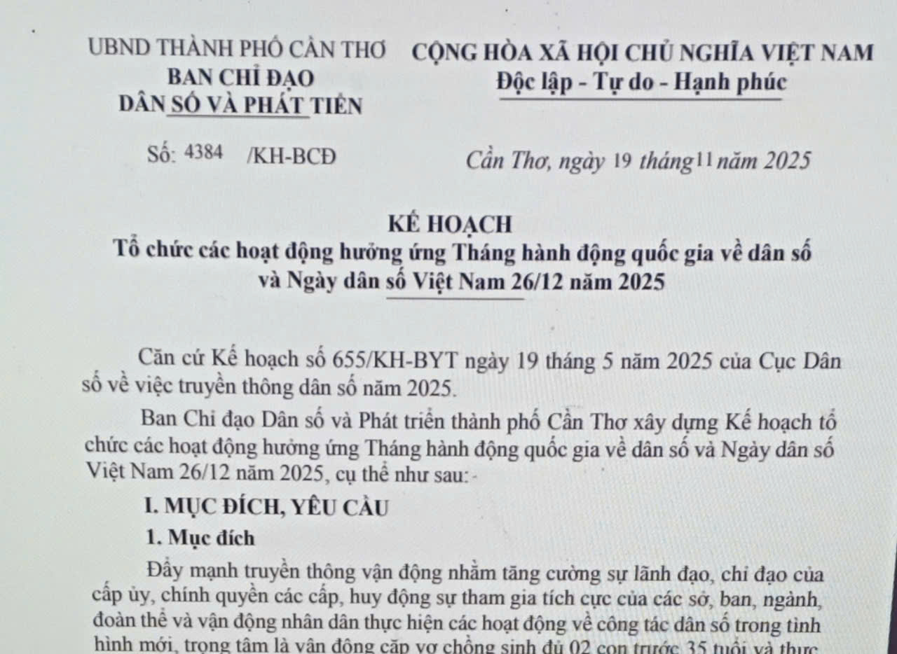 Các hoạt động hưởng ứng Tháng hành động quốc gia về dân số  và Ngày dân số Việt Nam 26/12 năm 2025 