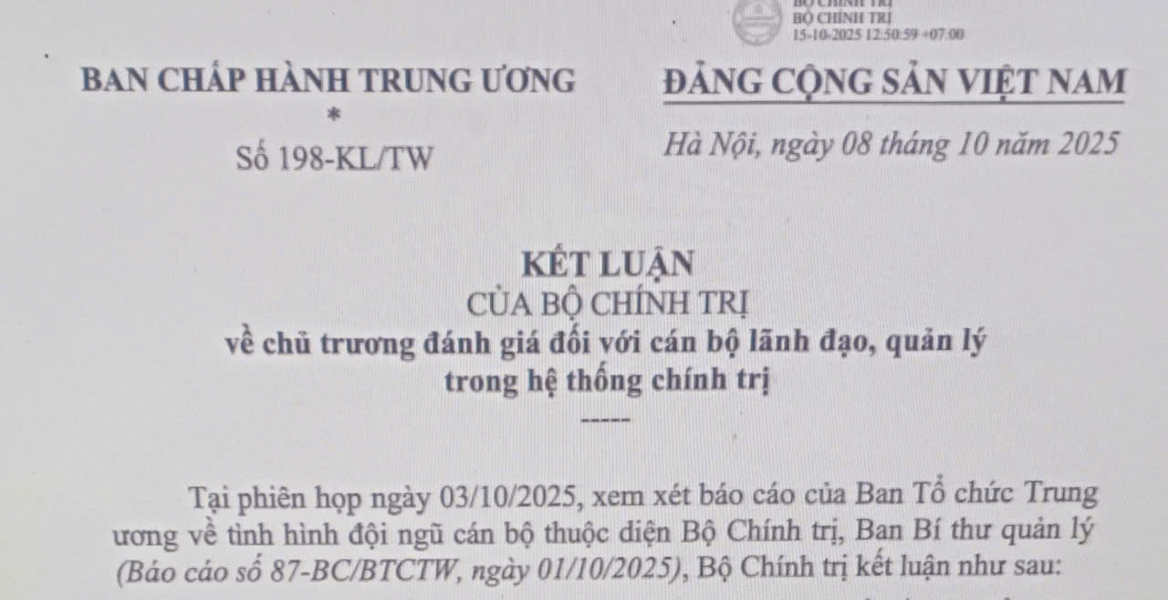 Chủ trương đánh giá đối với cán bộ lãnh đạo, quản lý trong hệ thống chính trị