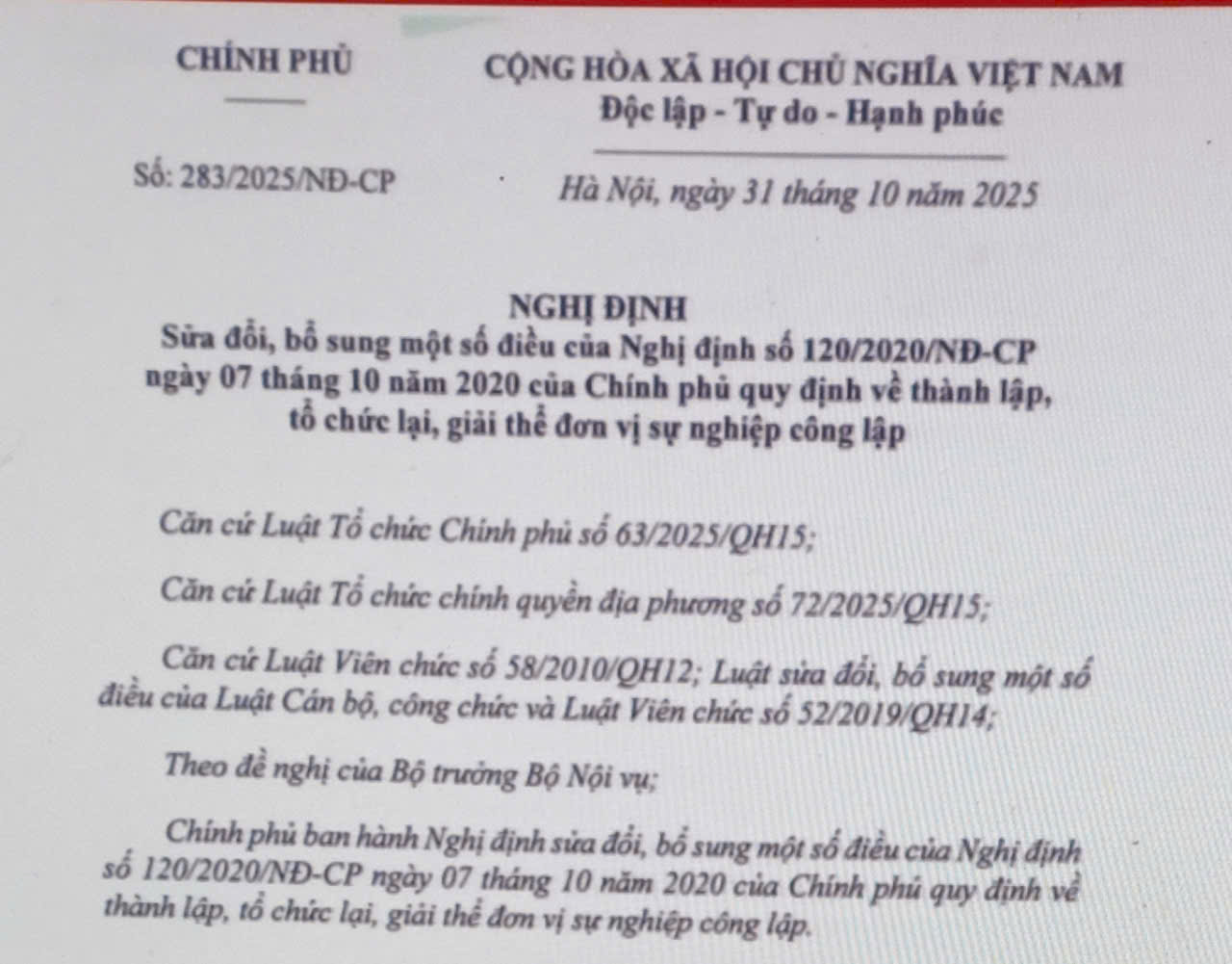 Sửa đổi, Bổ sung quy định về chuyển giao đơn vị sự nghiệp công lập