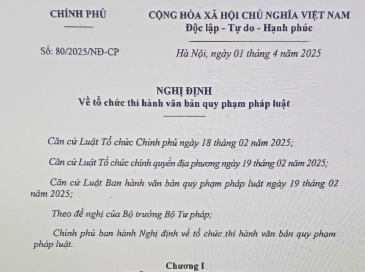 Hướng dẫn áp dụng văn bản quy phạm pháp luật ngày 01/4/2025 theo Nghị định 80/2025/NĐ-CP
