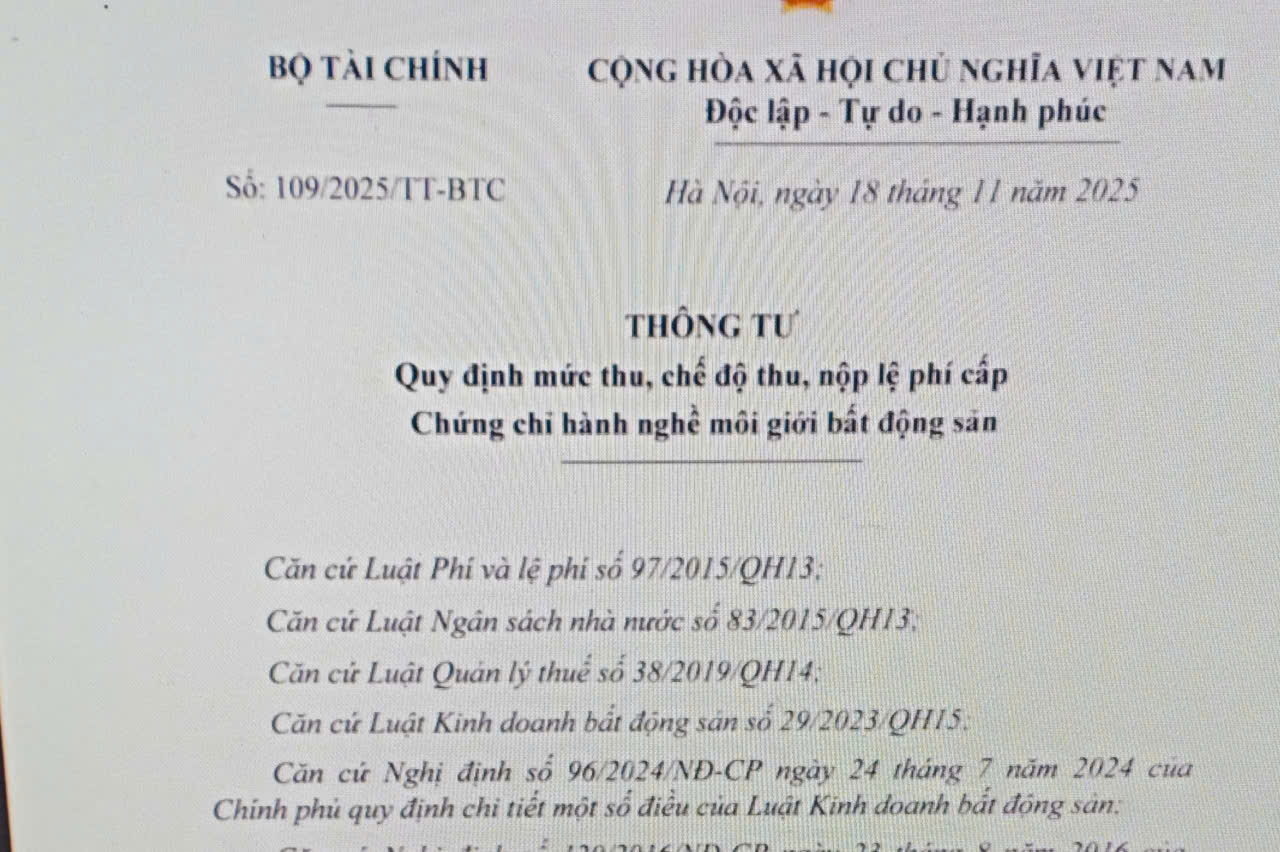 Mức thu nộp lệ phí cấp Chứng chỉ hành nghề môi giới bất động sản