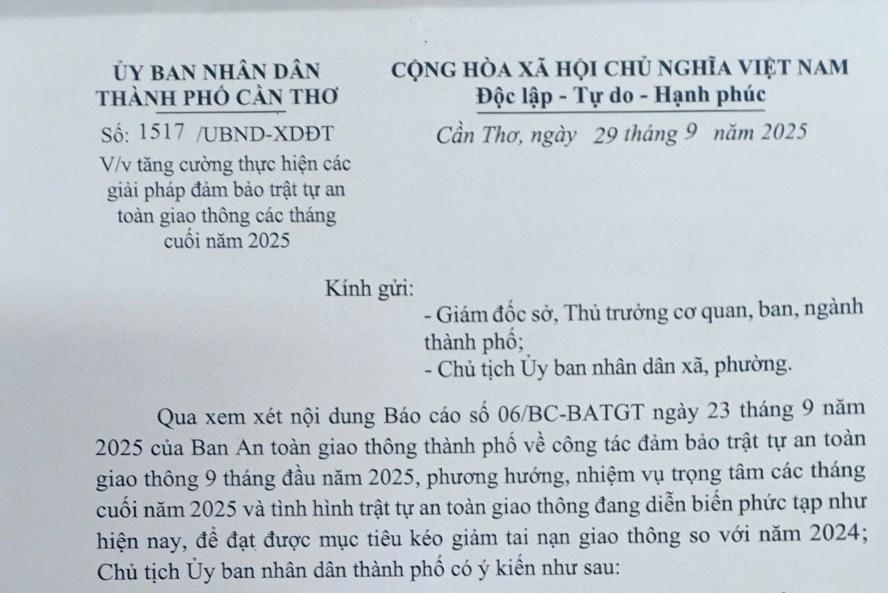 Tăng cường thực hiện các giải pháp đảm bảo trật tự an toàn giao thông các tháng cuối năm 2025