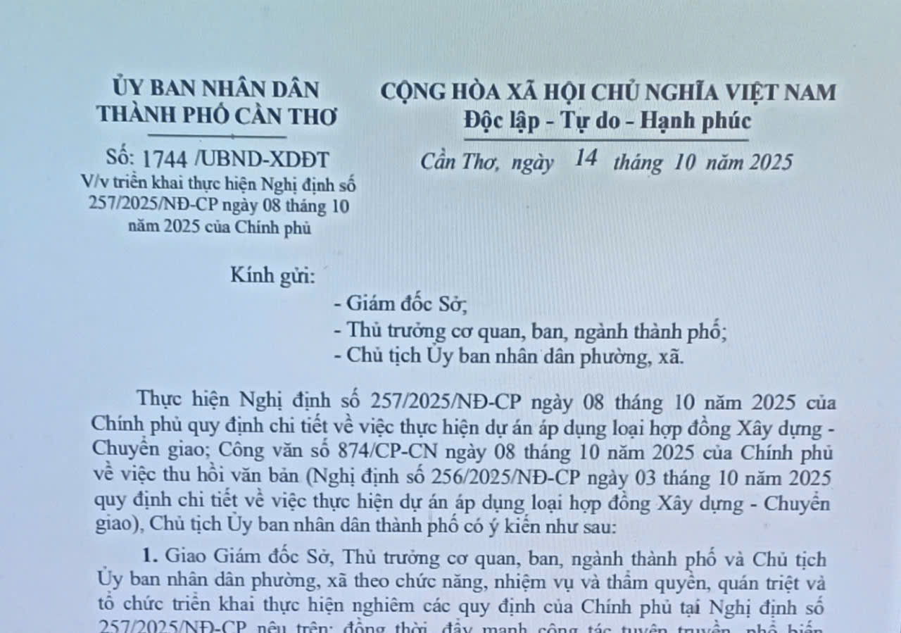 Triển khai thực hiện Nghị định số 257/2025/NĐ-CP ngày 08 tháng 10 năm 2025 của Chính phủ