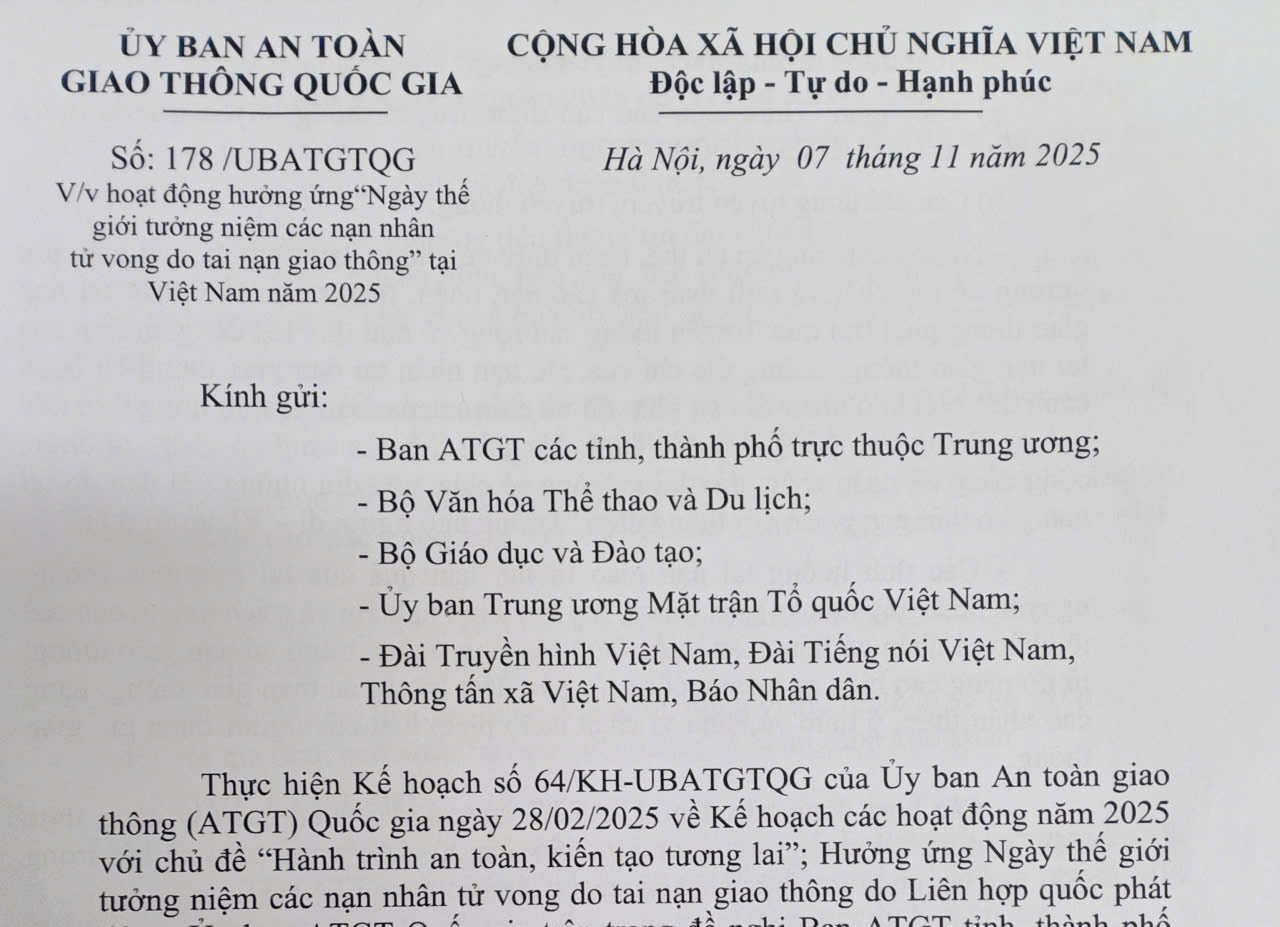 Hưởng ứng “Ngày thế giới tưởng niệm các nạn nhân tử vong do tai nạn giao thông” tại Việt Nam năm 2025