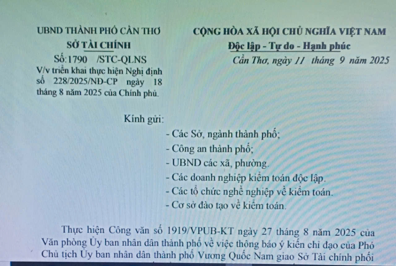 Triển khai thực hiện Nghị định số 228/2025/NĐ-CP ngày 18 tháng 8 năm 2025 của Chính phủ