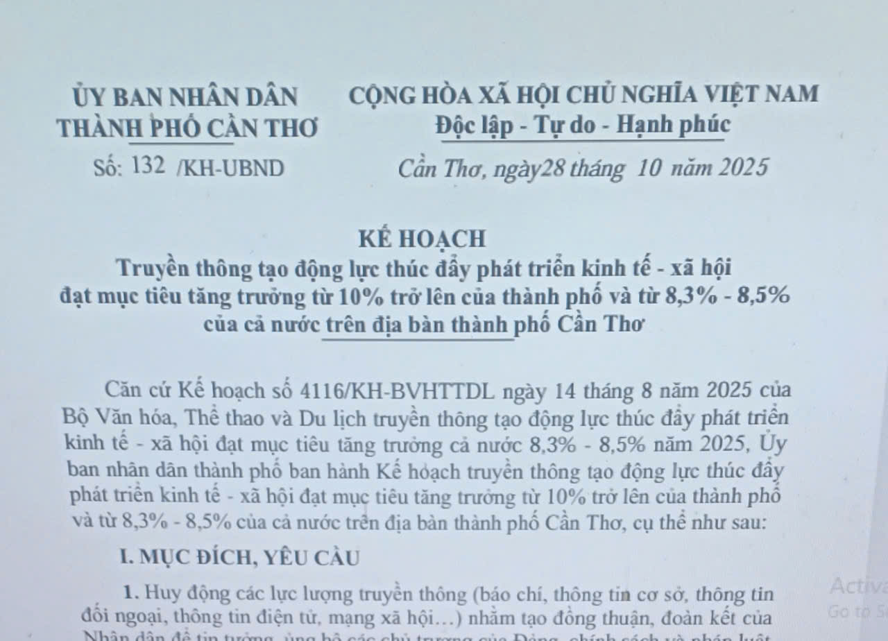 Truyền thông tạo động lực thúc đẩy phát triển kinh tế - xã hội đạt mục tiêu tăng trưởng từ 10% trở lên của thành phố và từ 8,3% - 8,5% của cả nước trên địa bàn thành phố Cần Thơ